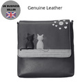 Black & Grey Cat Mini Crossbody Bag by Mala Leather MIDNIGHT CATS 7257 35