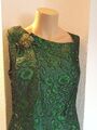 Etui-Kleid grün floral Druck ohne Arme festlich elegant Gr.38/40 Schal angenäht