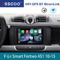 Autoradio GPS Android 12 Carplay Navi RDS WIFI BT Für Smart Fortwo 451 2010-2015