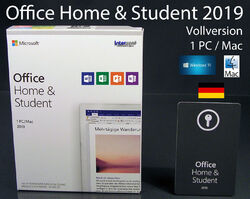 Microsoft Office Home & Student 2019 Vollversion Box 1 PC/Mac Deutsch ML OVP NEU