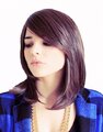 Natürlich braune mittellange glatte Perücke Pony Hitzebeständig Wig Damen C998