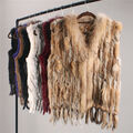 Lange Pelzweste Damen Echtfell Kaninchen Simple Chic Wintermode Mantel