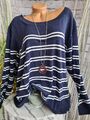 Sheego Pullover Pulli Strick blau weiß gestreift Übergröße Damen (1 730) NEU