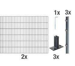 Komplettset Doppelstabmattenzaun Pfostenträger 2m Matten Höhe 80-120cm Anthrazit