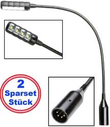 2x Profi LED XLR 4-pol Schwanenhalsleuchte Mixerlampe Flexilight Minilight Lampe