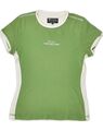 Champion schmales Damen-T-Shirt Oberteil UK 14 groß grün Colourblock AQ10