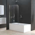 Duschabtrennung Badewannenaufsatz 2/3teilig Faltwand Badewanne Nano 140 Echtglas