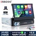 DAB+ 2+64G 1 DIN 7" Flip Out Android 15 Carplay Autoradio GPS WIFI FM BT +Kamera
