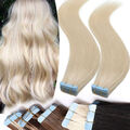 Russisch Echthaar Tape In Remy Hair Extensions DICK Haarverlängerung Blond Weiß