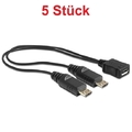 20cm Y Micro USB Kabel Adapter Verteiler Splitter 1 Buchse Kupplung an 2 Stecke
