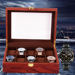 Echtholz 6/10/12 Slot Uhrenbox Holzuhren Box Vitrine Organizer Lagerung Display