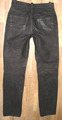 lange " RABERG " Herren- LEDERJEANS / Nubuk- Lederhose in schwarz W31"/ L35"