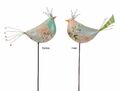 Gartenstecker Vogel am Stab türkis oder rosa aus Metall, H: ca. 77cm