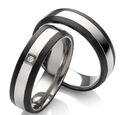 Paar Eheringe Verlobungsringe Hochzeitsringe Trauring Titan Carbon mit Diamant