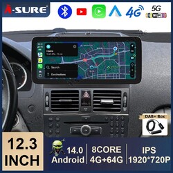 DAB+ 12" Android 15 Autoradio Carplay Navi Für Mercedes Benz C Klasse W204 S204
