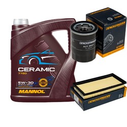 DENCKERMANN Inspektionspaket 5L MANNOL Ceramic 5W-30 passend für Mitsubishi