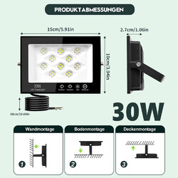 10W-500W LED Fluter Flutlicht Strahler Außen Scheinwerfer Außenleuchte Garten ED