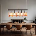 LED Pendellampe Hängeleuchte Decken Hängelampe 5 flammig Bernstein Kristall