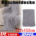 Kuscheldecke Strick 127X152cm Warm Weich Sofadecke Couchdecke Acrylgewebe Grau