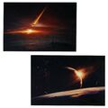 2er-Set LED-Bild mit Beleuchtung Leinwandbild 60x40cm, Timer Planet