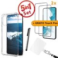 Silikonhülle Handyhülle Case Cover Schutz hülle Handy Tasche Glas Folie Pen Set