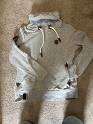 Naketano Sweater Hoodie Sweatshirt Grau Mit Hohem Kragen, Gr. XL