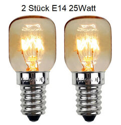 2x Backofenlampe 15W / 25W E14 - 300°C Backofen Glühbirne Lampe, Herd Ofen Birne