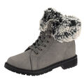 Damen Stiefeletten warm gefüttert Boots Stiefel Winter Schuhe Grau 67324