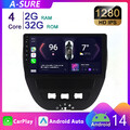 Für Peugeot 107 Citroen C1 Toyota Aygo Autoradio Android 14 Carplay GPS 2+32G FM
