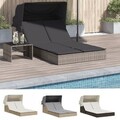 Sonneninsel Doppel-Sonnenliege mit Dach Poly Rattan Gartenliege 2 Personen Liege