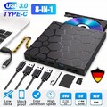 USB 3.0 Externes CD/DVD Laufwerk Brenner Player mit Type C für Laptop PC Schwarz
