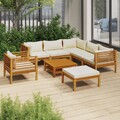 Garten Lounge Set mit Auflagen Massivholz Akazie Bank Garnitur Tisch Stuhl Möbel