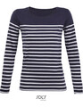 Damen Langarmshirt gestreift maritim Jersey Oeko-Tex Gr.S-XXL navy weiss 03100