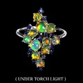 925 Sterlingsilber Ring Rund Feueropal 4mm Saphir Edelstein Schmuck Größe 8