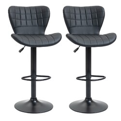 2er-Set Barhocker Bistrohocker mit Rückenlehne 360° drehbar Kunstleder Schwarz