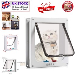 Robuste weiße Katzentür mit 4-Wege Magnetverschluss - passend für kleine Haustiere bis 7 kg