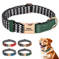 Personalisiert Hundehalsband Nylon & Leder Halsband mit Namen Gravur Verstellbar