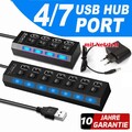 USB 3.0 Hub 4/7 Port Splitter Adapter mit Aktiv Netzteil Verteiler für PC Laptop