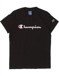 Champion grafisches Damen-T-Shirt Top UK 8 klein schwarz Baumwolle UK05