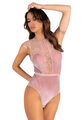 Samt Body Rosa  Dessous Einteiler mit feiner Spitze  Gr. S/M, L/XL