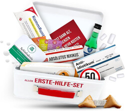 Longfair 50. Geburtstag | Erste Hilfe Set Geschenk-Box, Witziger Sanikasten | 8-