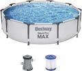 Bestway Steel Pro MAX Frame Pool-Set mit Filterpumpe Ø305 x 76cm Lichtgrau Rund