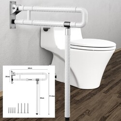 Stützgriff WC Klappgriff Aufstehhilfe Stütz 60 cm weiß Toilettengriff Bis 150Kg