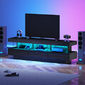 TV Lowboard TV Schrank mit LED Beleuchtung 160 cm Fernsehtisch Hochglanz Schwarz