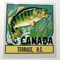 Schiebebild Canada Terrace B.C. Skeena River Lachs Fischen 70er Werbe-Aufkleber