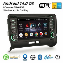64GB 8-Kern Android 14 DAB+ Autoradio Navi Für Audi TT MK2 DSP CarPlay Wifi USB
