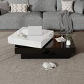 360° Drehbarer Couchtisch Kaffeetisch Wohnzimmertisch Hochglanz Weiß + Schwarz