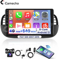 DAB+ 64GB Carplay Android 13 Autoradio Navi BT RDS + Kamera Für Fiat 500 2007-15
