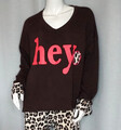 hey Oversized Sweater V-Neck Sweat Shirt Schoko Neon Pink Leo 38,40,42,44 Neu