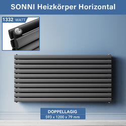Heizkörper Design Röhren Paneelheizkörper Doppellagig Horizontal Weiß Anthrazit